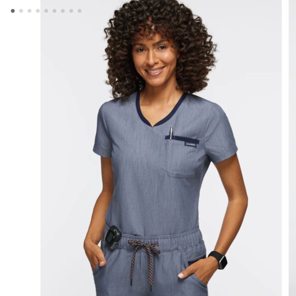 Scrub top and bottom, color: Heather Navy